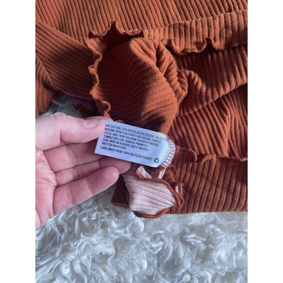 Wild Fable striped ribbed Top lettuce hem ruffle size S Retro Y2K - Picture 5 of 7